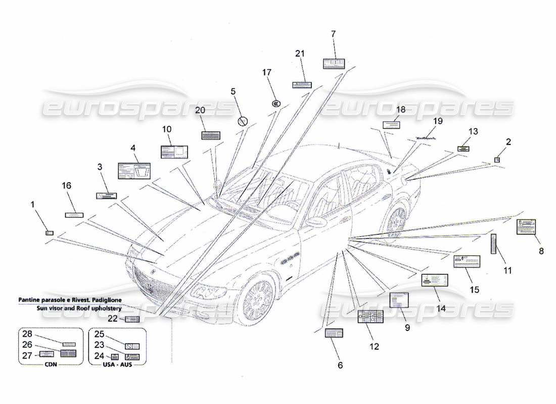 a part diagram from the maserati quattroporte m139 (2005-2013) parts catalogue