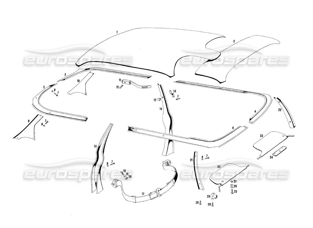 a part diagram from the maserati qtp.v8 4.7 (s1 & s2) 1967 parts catalogue