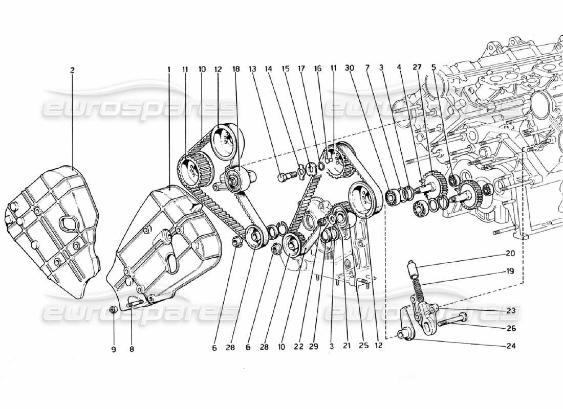 a part diagram from the ferrari 308 gtb (1976) parts catalogue