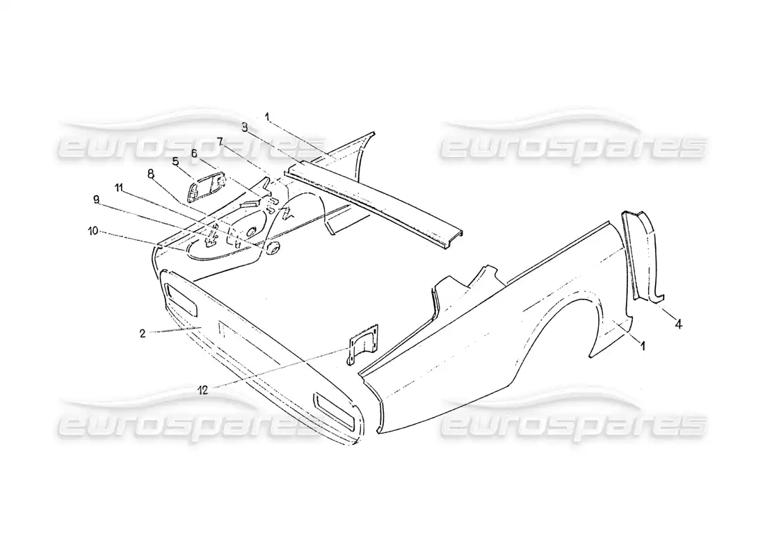 a part diagram from the ferrari 365 gt 2+2 (coachwork) parts catalogue