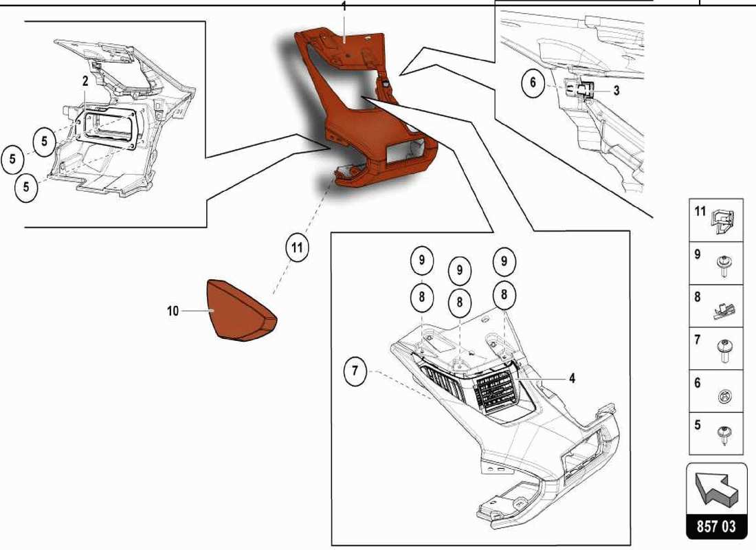 VIEW PARTS DIAGRAMS FROM THE LAMBORGHINI CENTENARIO SPIDER PARTS CATALOGUE a part diagram from the lamborghini centenario spider parts catalogue