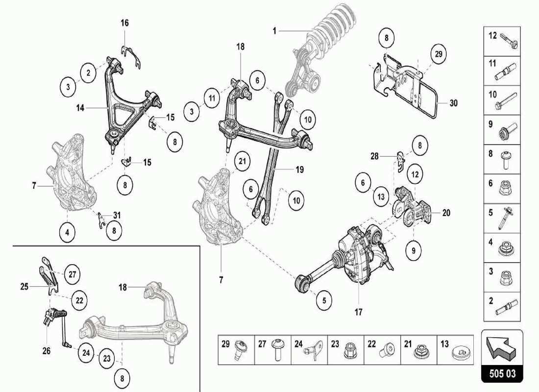 VIEW PARTS DIAGRAMS FROM THE LAMBORGHINI CENTENARIO SPIDER PARTS CATALOGUE a part diagram from the lamborghini centenario spider parts catalogue