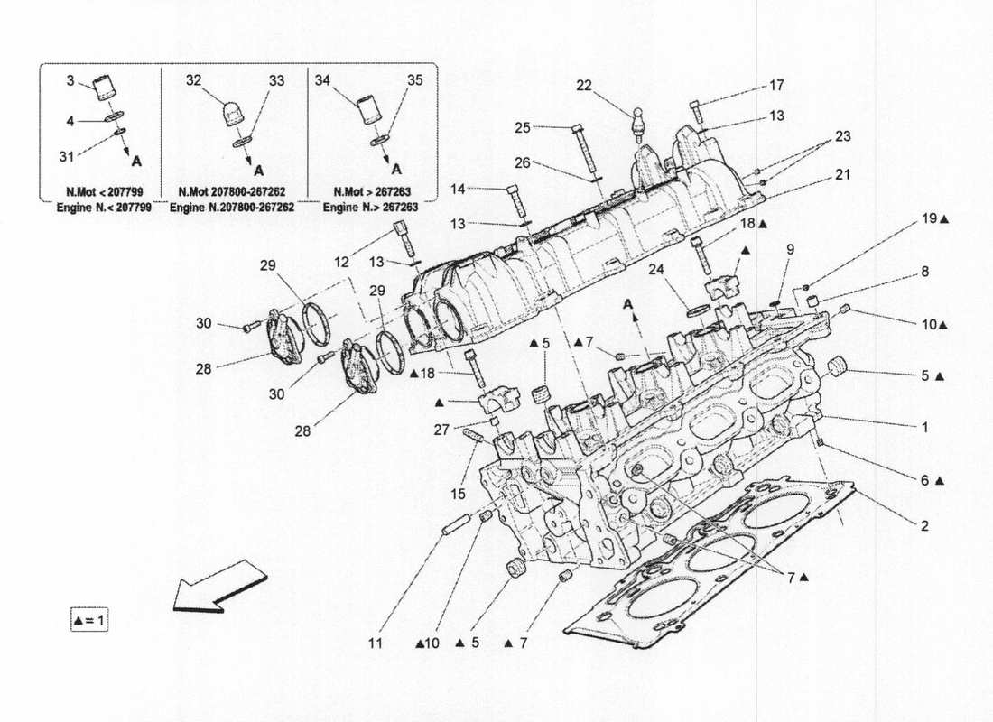a part diagram from the maserati quattroporte m156 (2014 onwards) parts catalogue