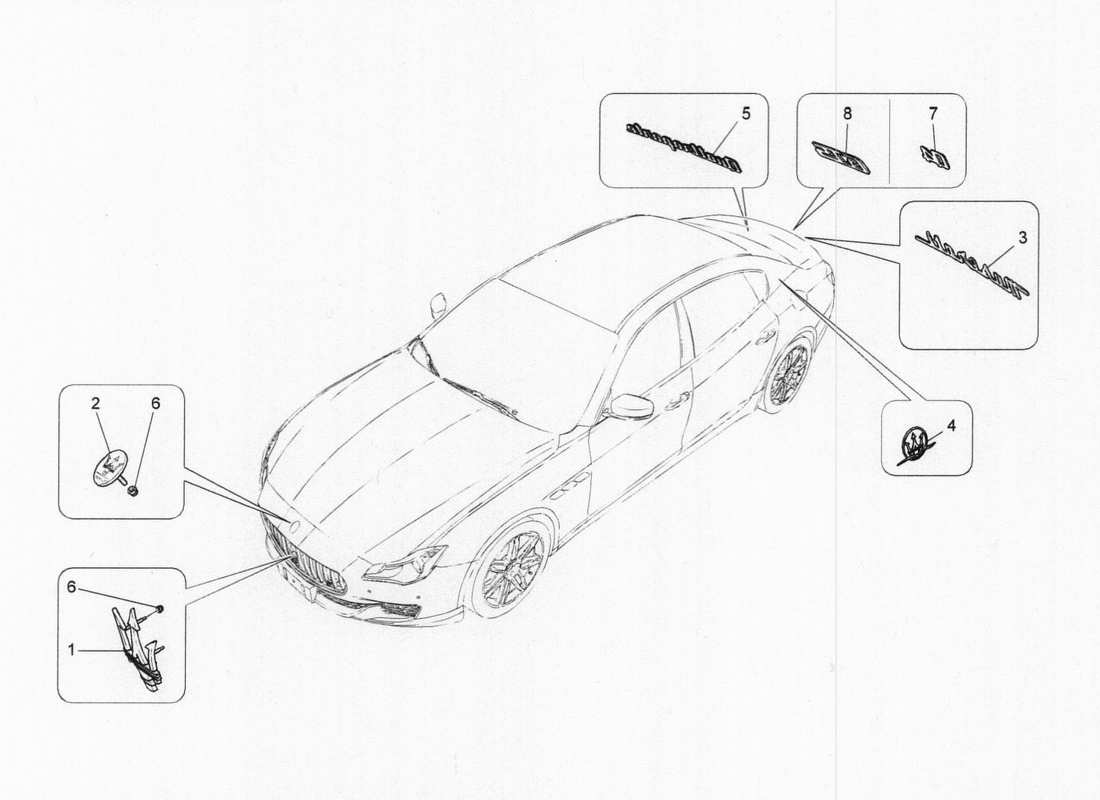 a part diagram from the maserati quattroporte m156 (2014 onwards) parts catalogue