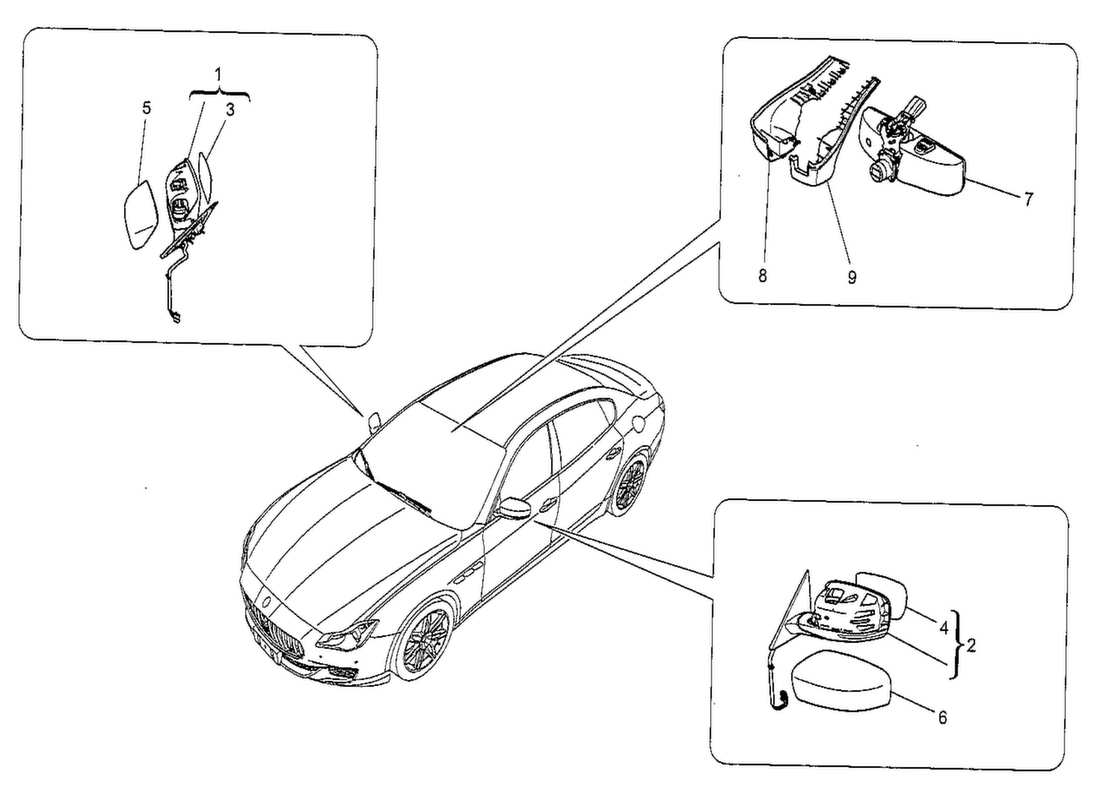 a part diagram from the maserati quattroporte m156 (2014 onwards) parts catalogue