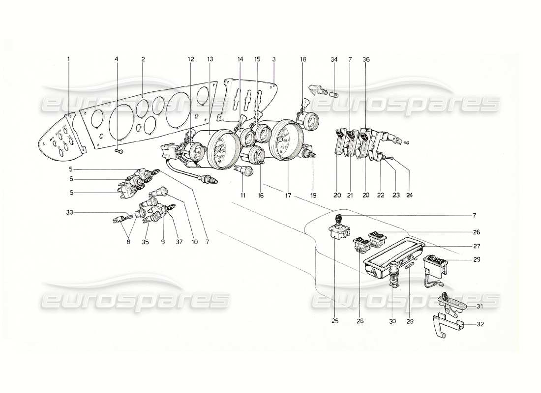 a part diagram from the ferrari 308 gt4 dino (1976) parts catalogue