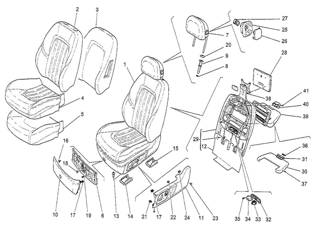 a part diagram from the maserati quattroporte m156 (2014 onwards) parts catalogue