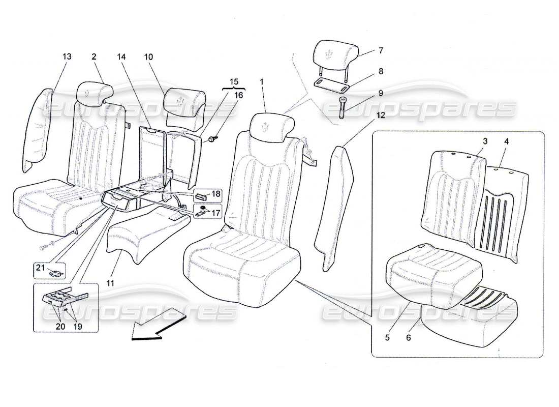 a part diagram from the maserati quattroporte m139 (2005-2013) parts catalogue