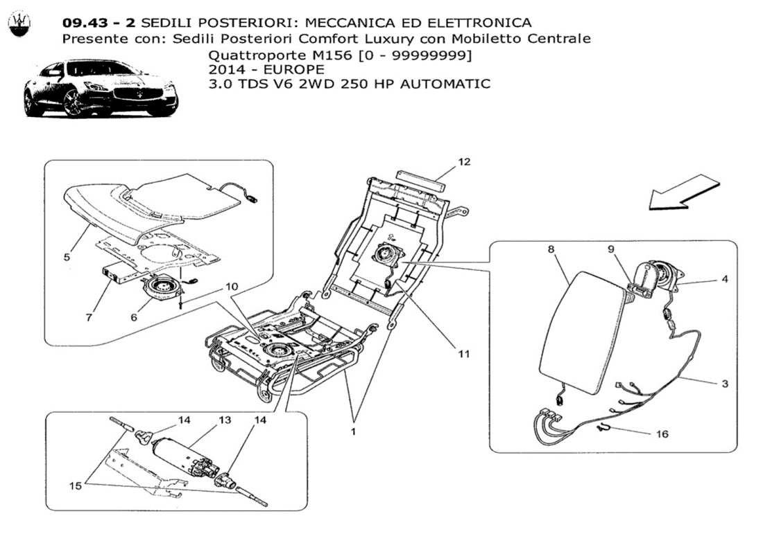 a part diagram from the maserati qtp. v6 3.0 tds 250bhp 2014 parts catalogue