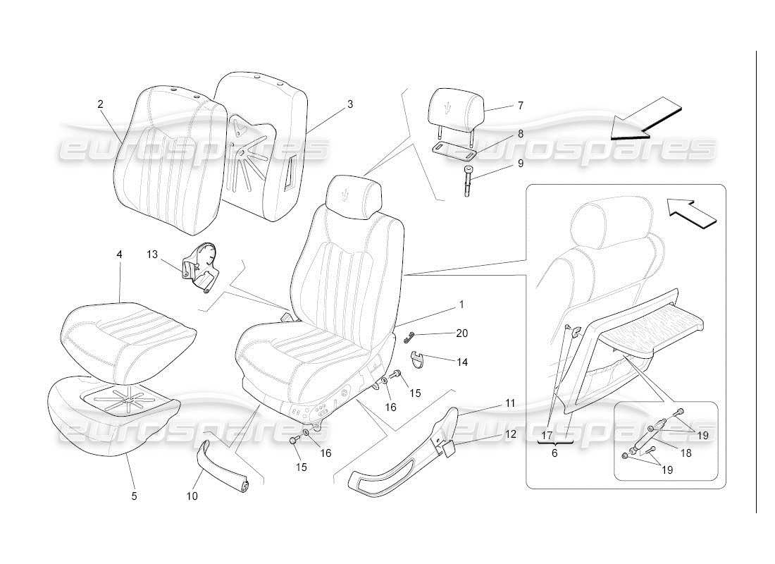 a part diagram from the maserati qtp. (2007) 4.2 auto parts catalogue