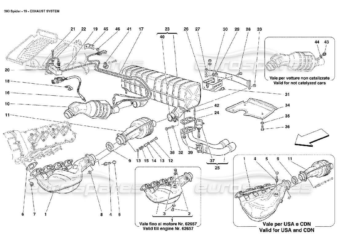 a part diagram from the Ferrari 360 Spider parts catalogue