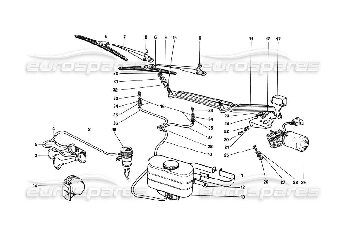 a part diagram from the ferrari 308 gtb (1980) parts catalogue