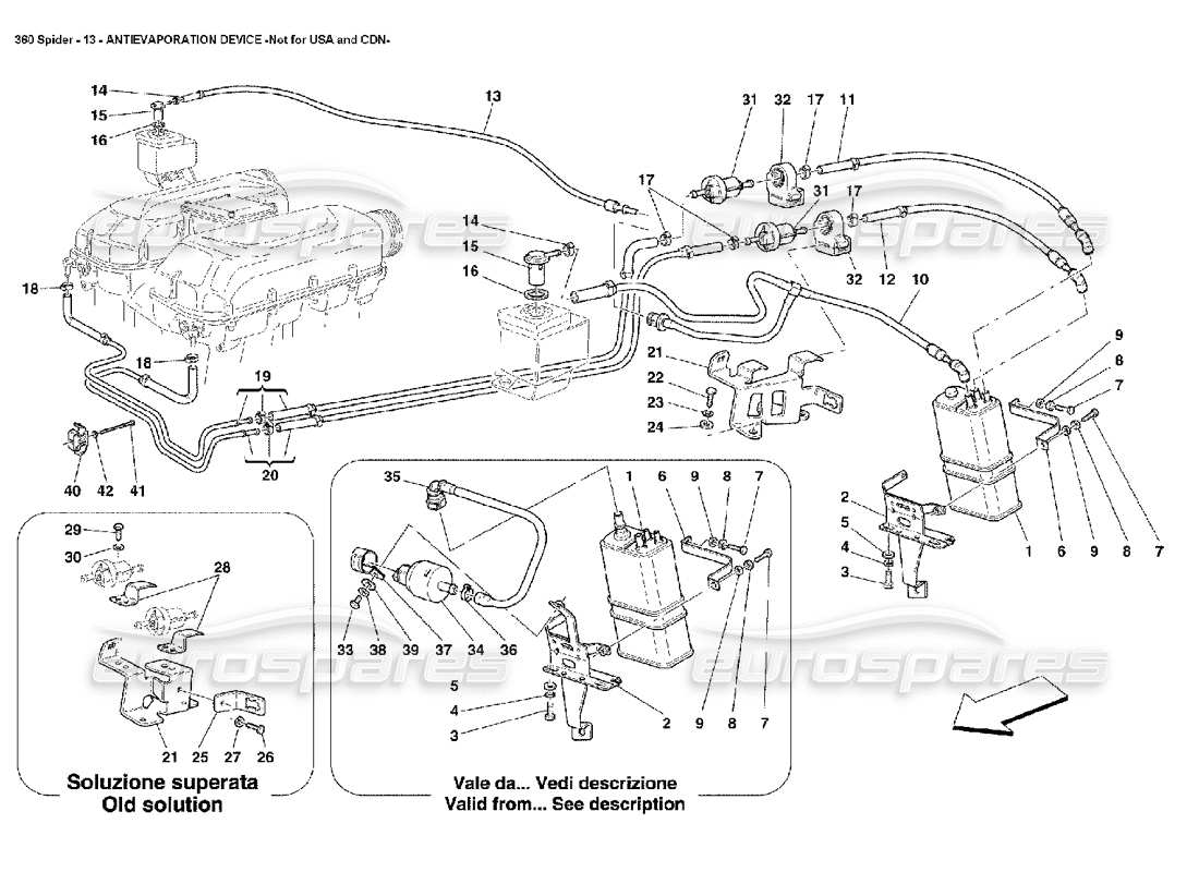 a part diagram from the ferrari 360 spider parts catalogue