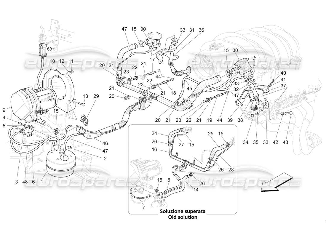 a part diagram from the maserati quattroporte m139 (2005-2013) parts catalogue
