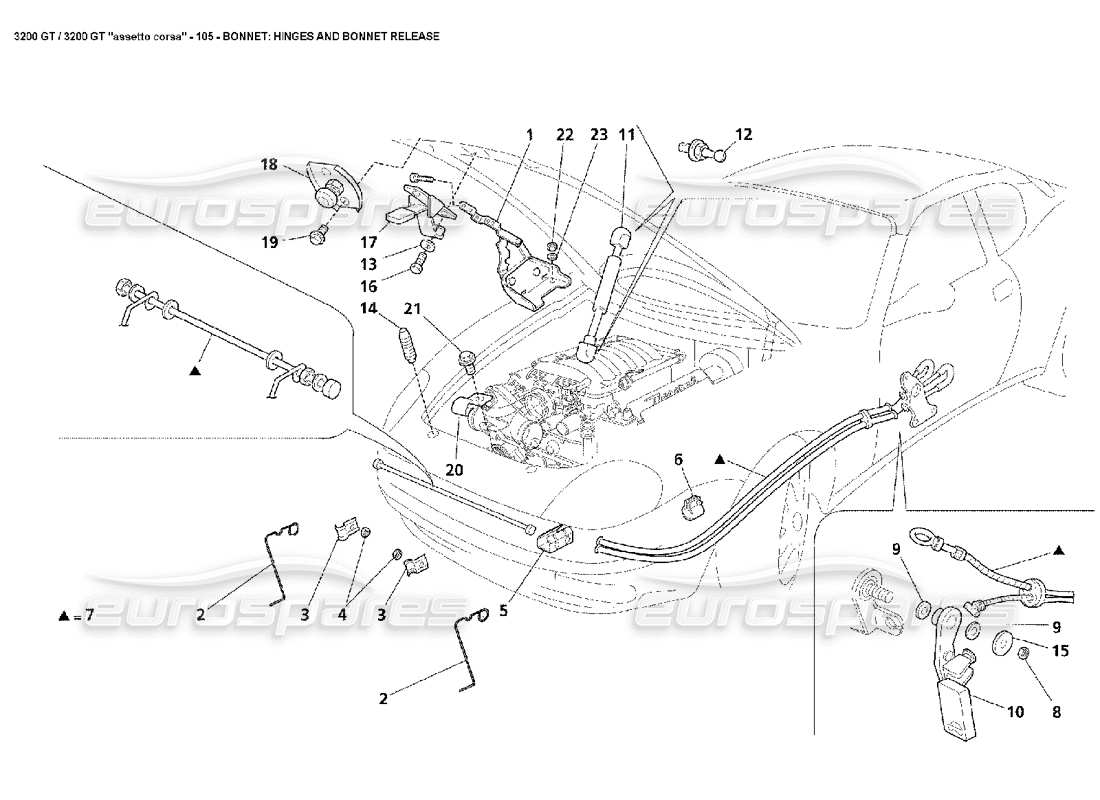 a part diagram from the maserati 3200 parts catalogue