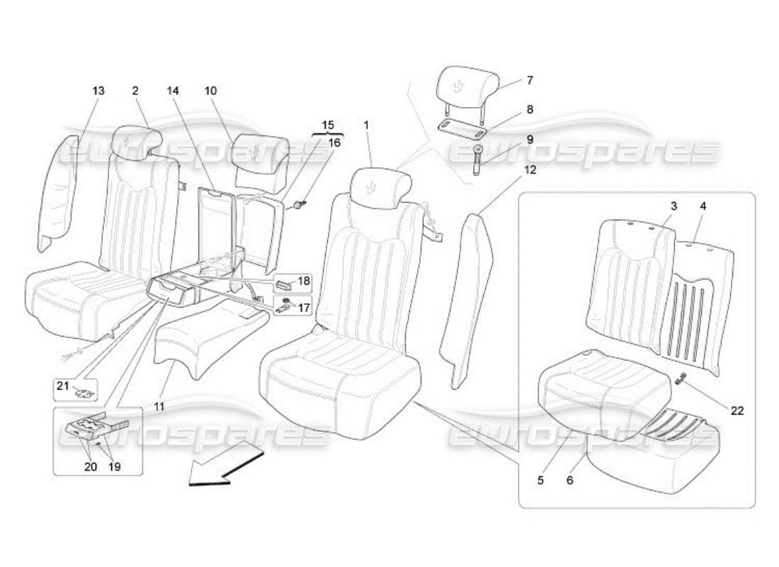 a part diagram from the maserati quattroporte m139 (2005-2013) parts catalogue