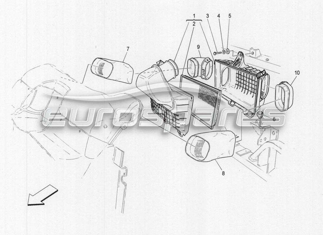 a part diagram from the maserati grancabrio parts catalogue