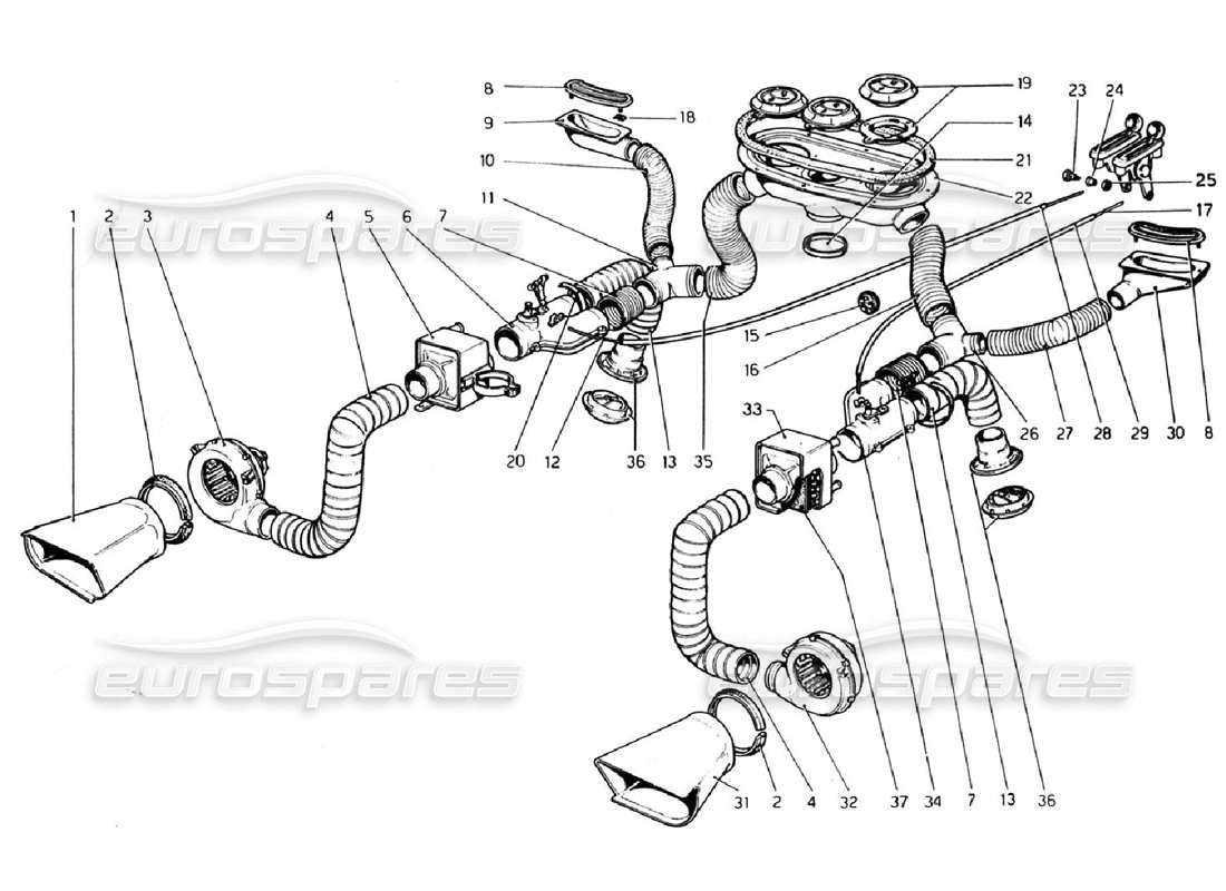 a part diagram from the ferrari 308 gtb (1976) parts catalogue