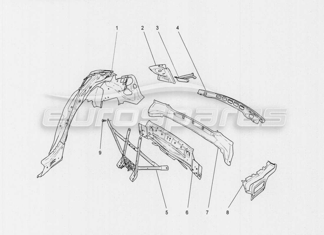 a part diagram from the maserati quattroporte m156 (2014 onwards) parts catalogue