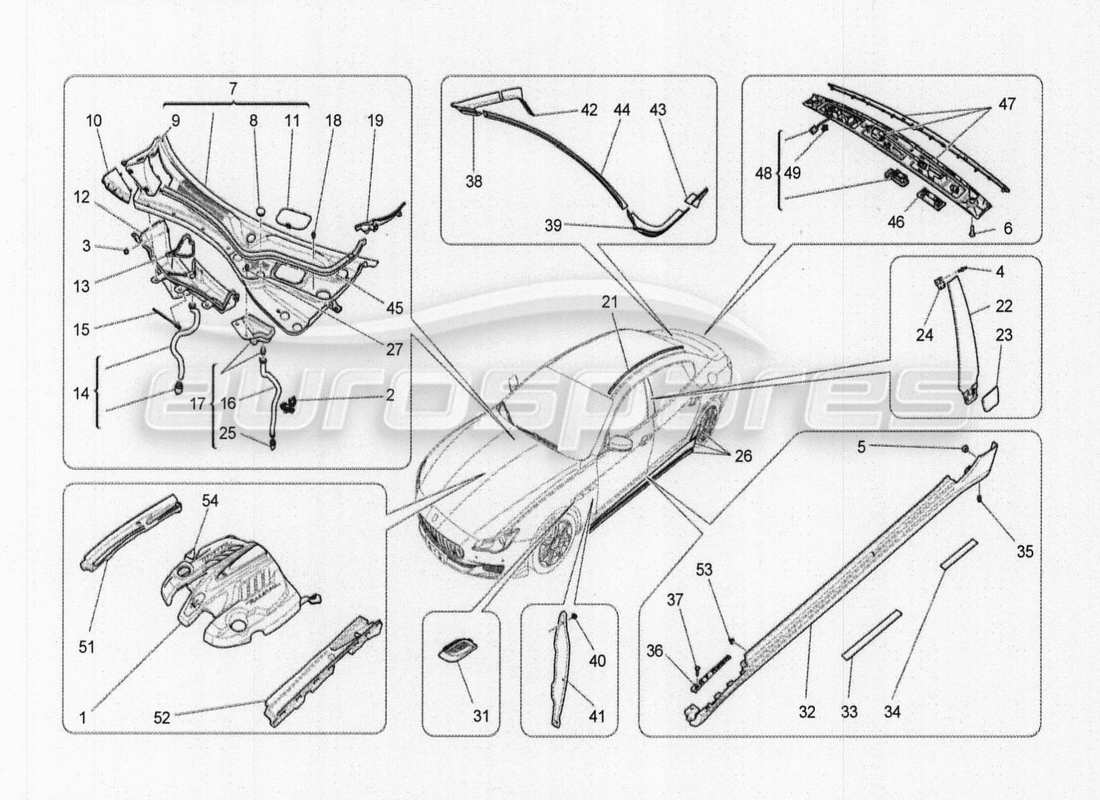 a part diagram from the Maserati QTP. V8 3.8 530bhp Auto 2015 parts catalogue