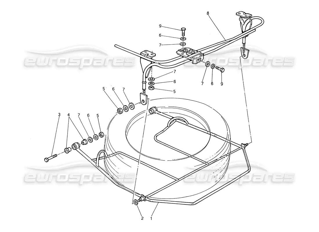 maserati biturbo spider spare wheel lifting device parts diagram