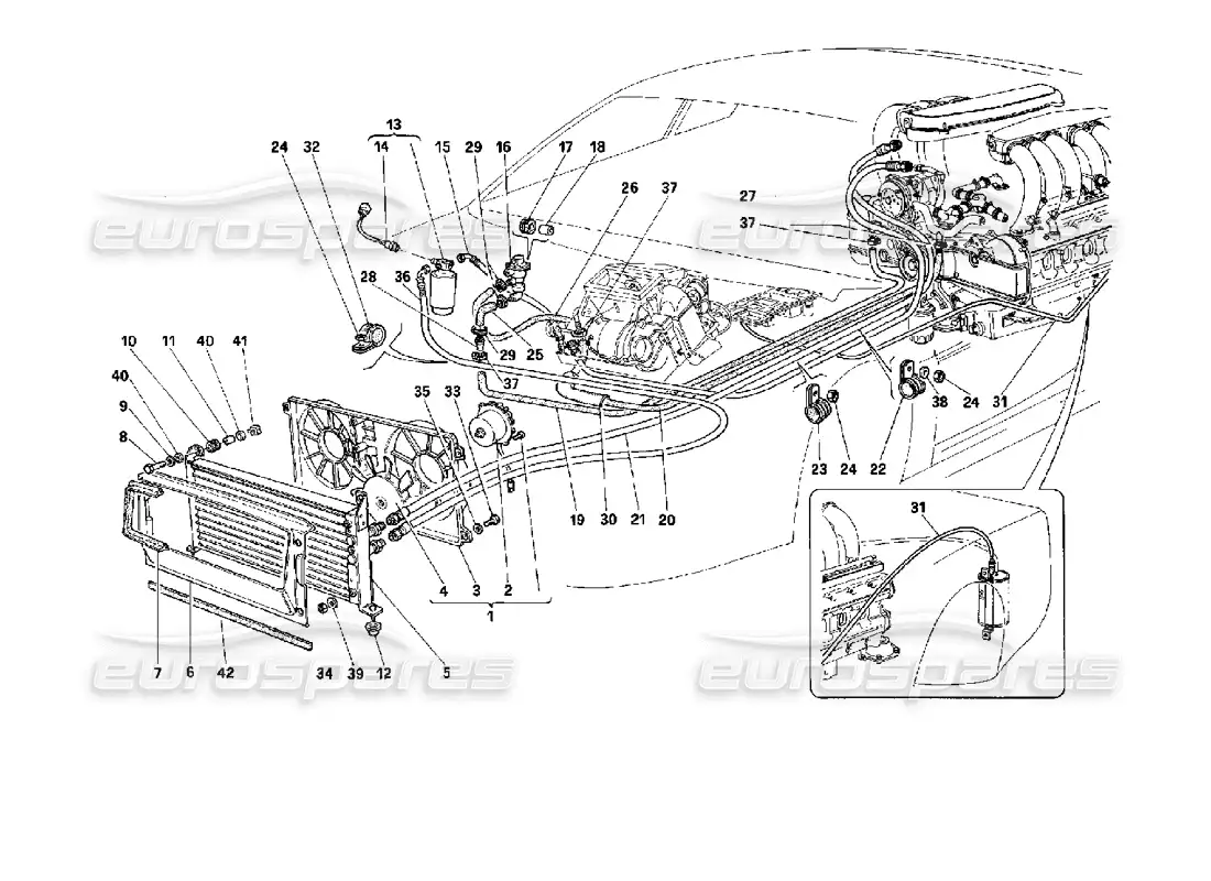 ferrari 512 tr air conditioning system parts diagram