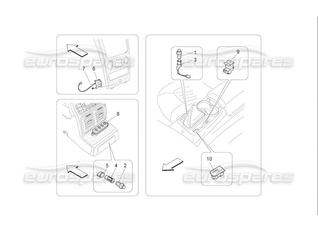 maserati qtp. (2008) 4.2 auto centre console devices part diagram