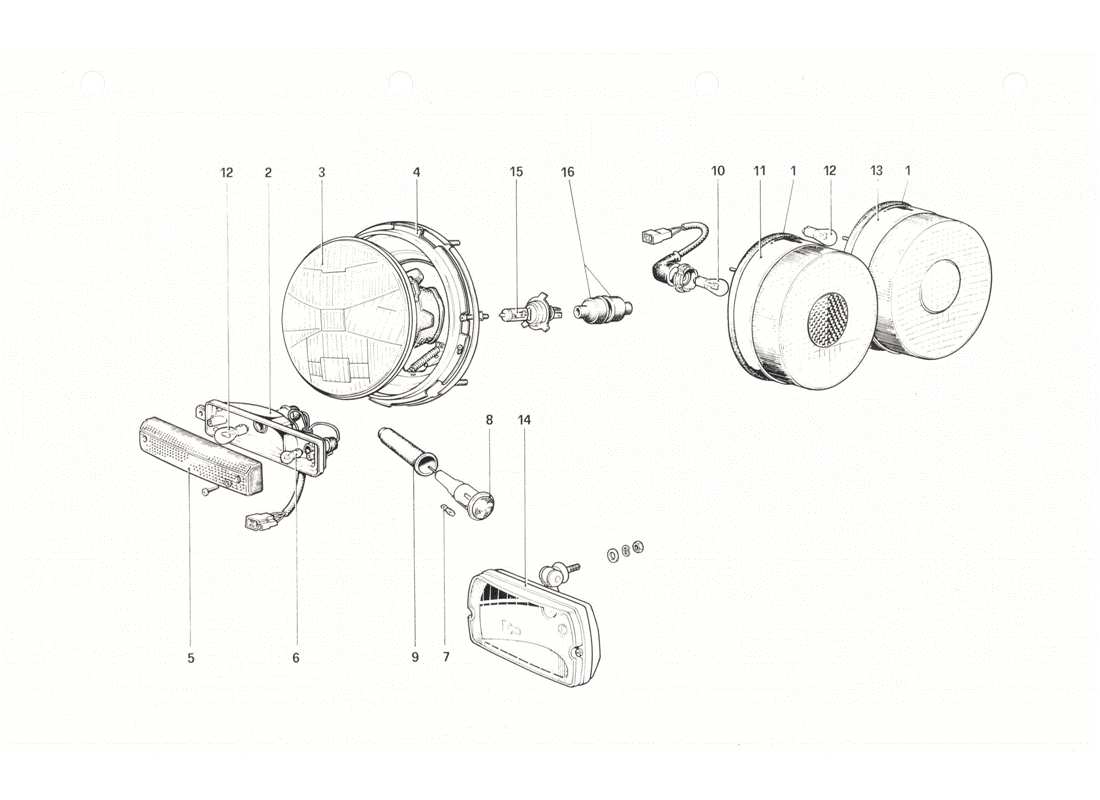 ferrari 208 gtb gts lights part diagram