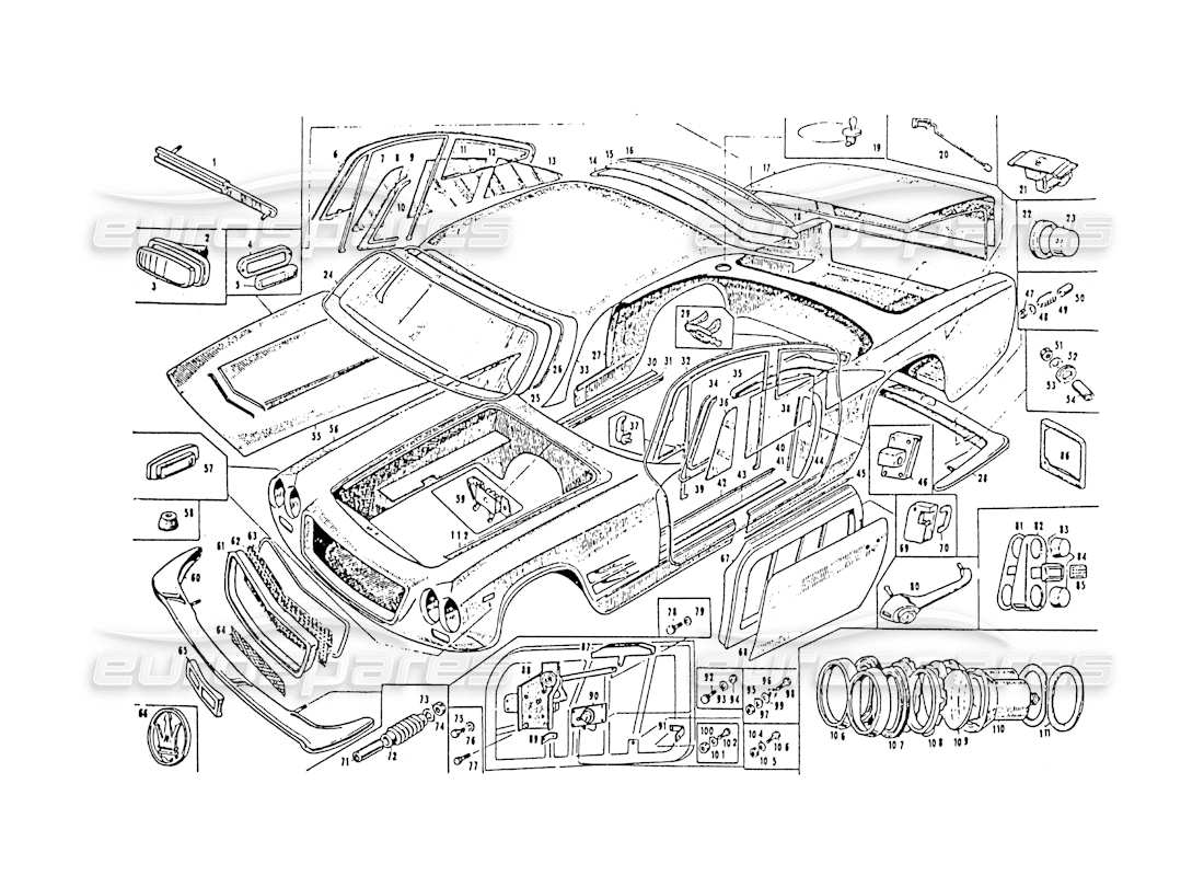 maserati 3500 gt body vignale sebring parts diagram