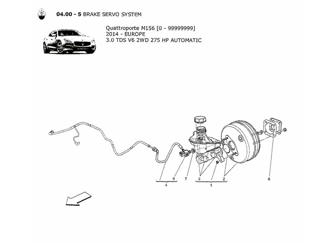 maserati qtp. v6 3.0 tds 275bhp 2014 brake servo system parts diagram