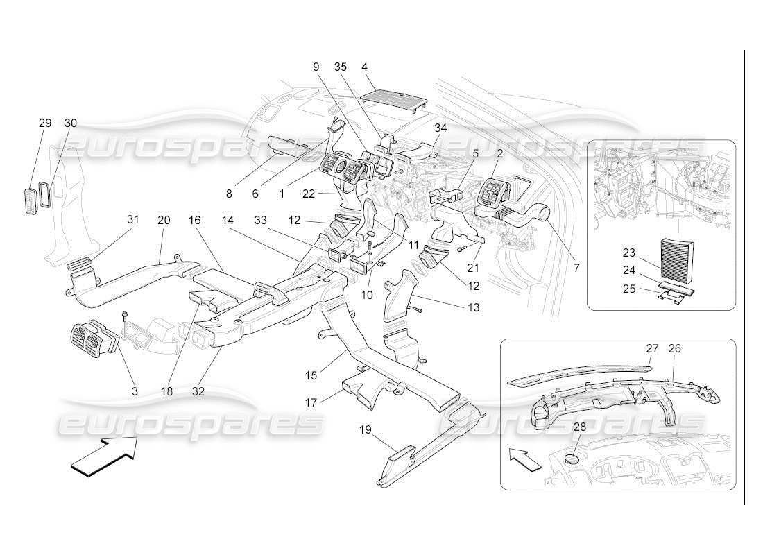 maserati qtp. (2007) 4.2 auto a c unit: diffusion parts diagram