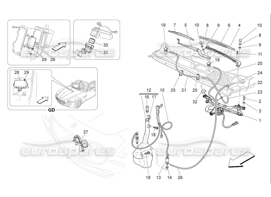 maserati qtp. (2007) 4.2 f1 external vehicle devices part diagram