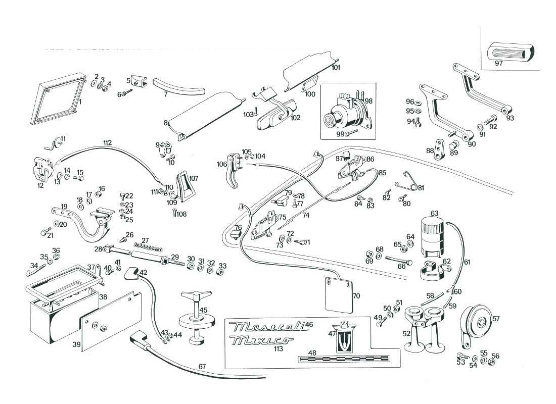 maserati mexico engine and trunk compartment parts diagram