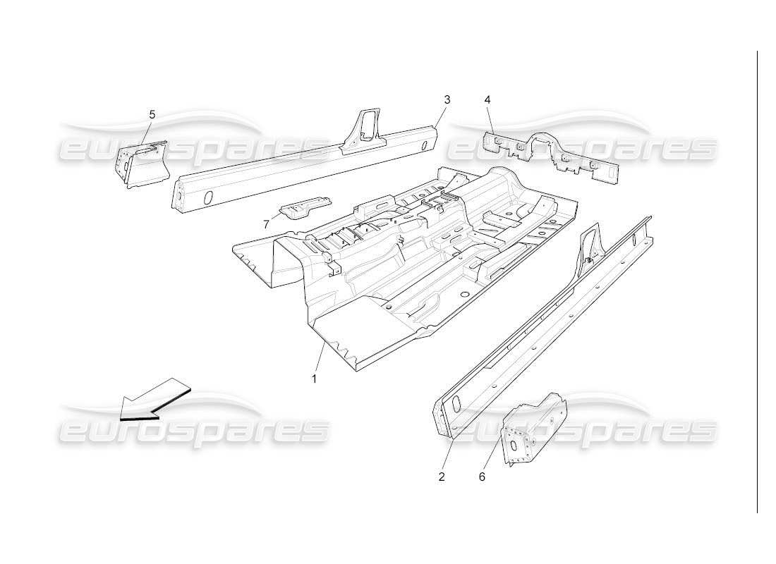 maserati qtp. (2007) 4.2 auto central structural frames and sheet panels parts diagram