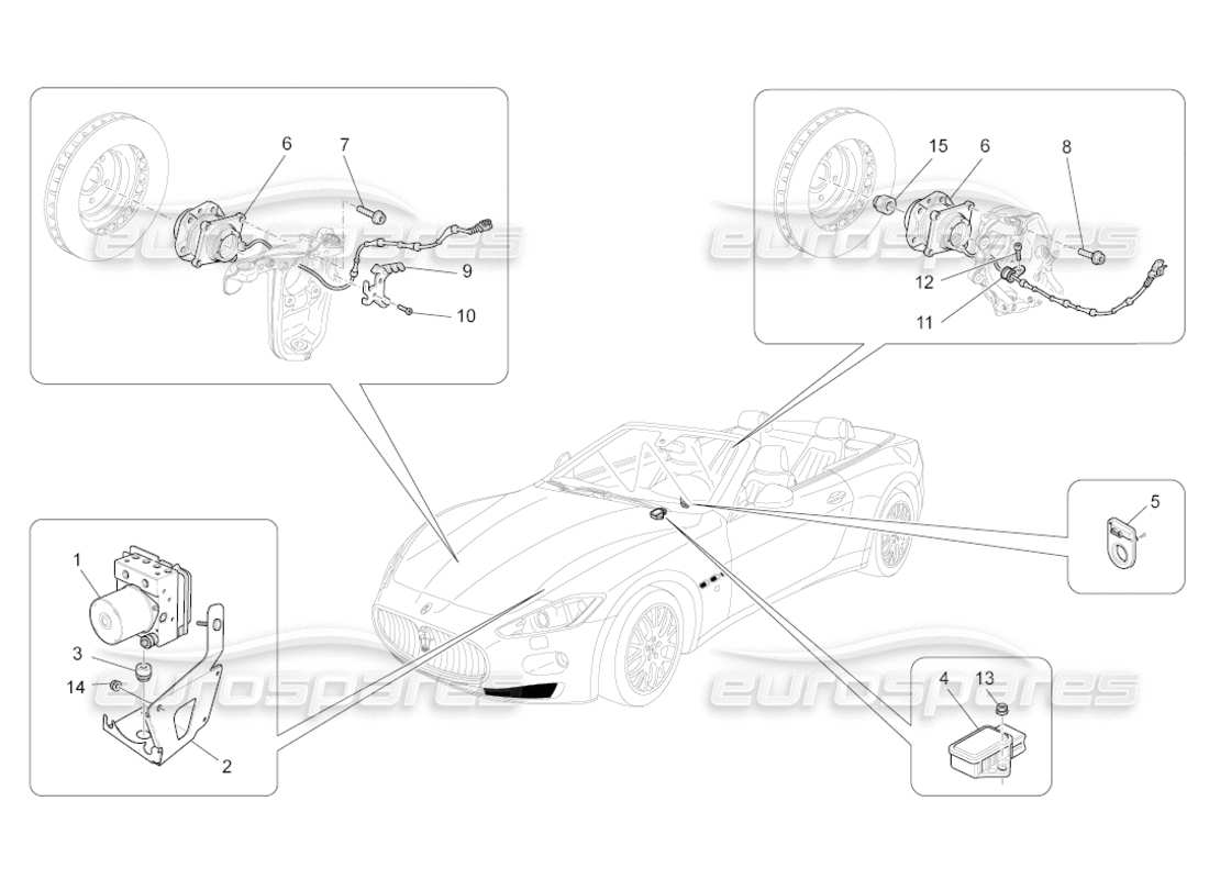 maserati grancabrio (2011) 4.7 braking control systems parts diagram