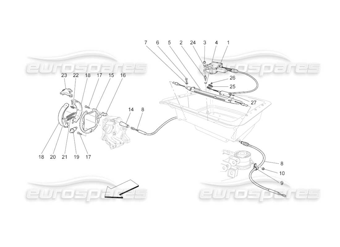 maserati grancabrio (2011) 4.7 handbrake part diagram