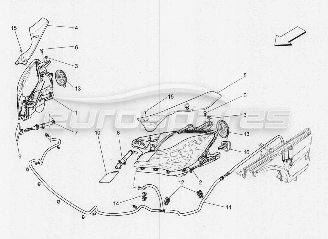 maserati qtp. v8 3.8 530bhp 2014 auto headlight clusters part diagram