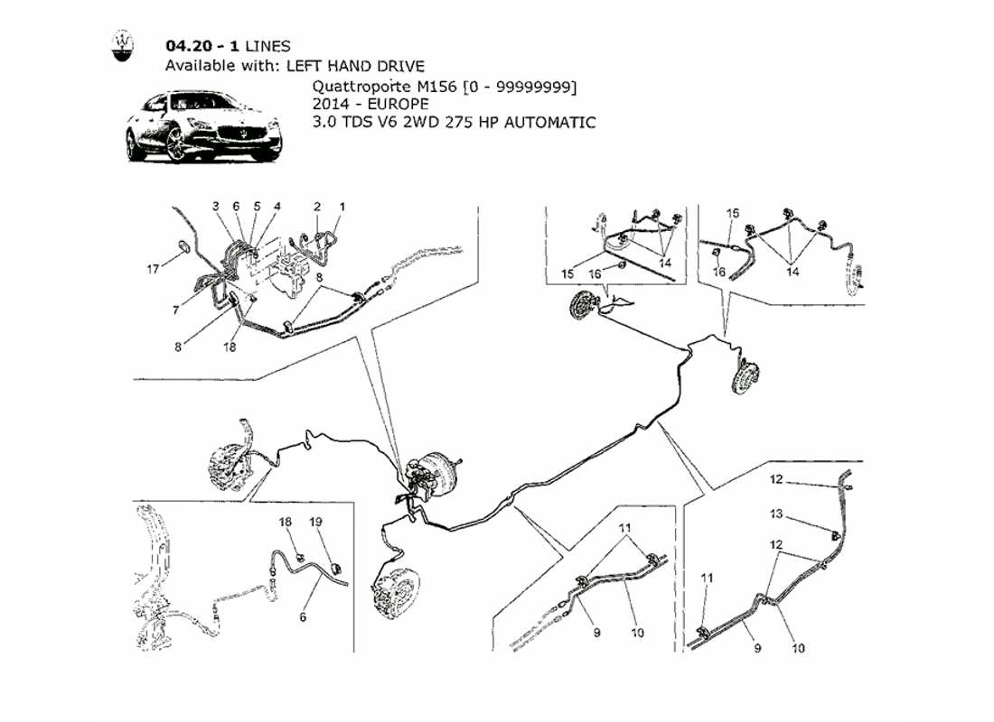 maserati qtp. v6 3.0 tds 275bhp 2014 lines parts diagram