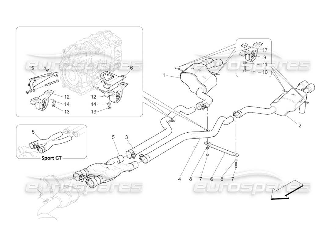 maserati qtp. (2007) 4.2 f1 silencers part diagram