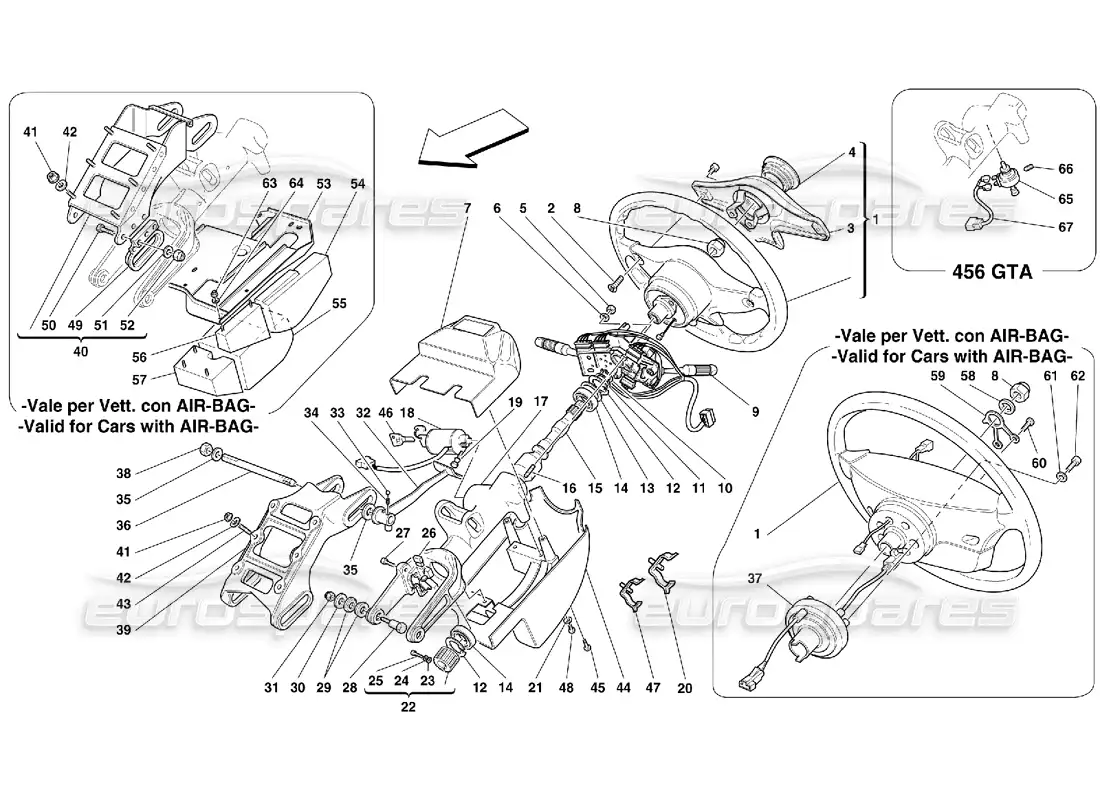ferrari 456 gt/gta steering column parts diagram