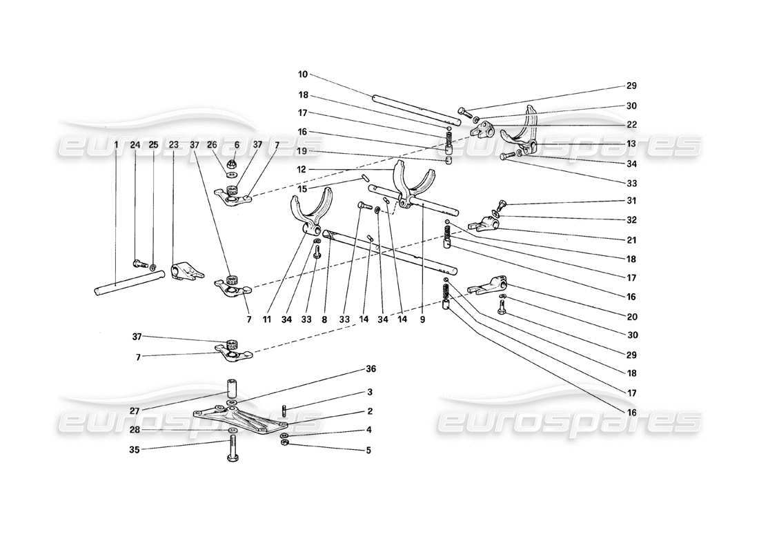 ferrari 308 (1981) gtbi/gtsi inside gearbox controls part diagram