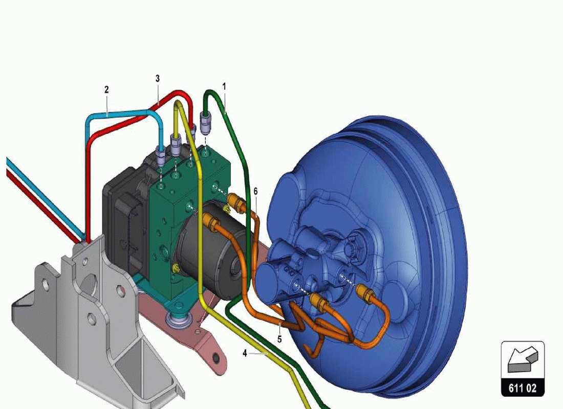 lamborghini centenario spider brake servo, pipes and vacuum system part diagram