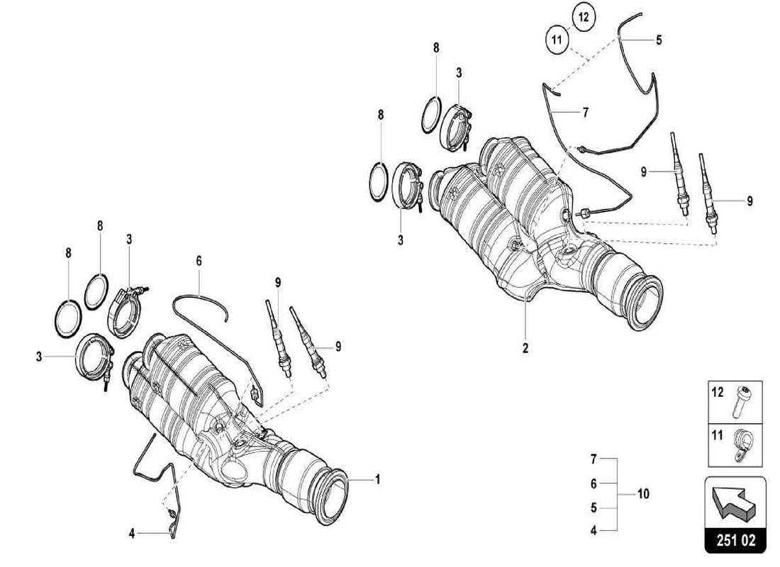 lamborghini centenario spider catalytic converter part diagram