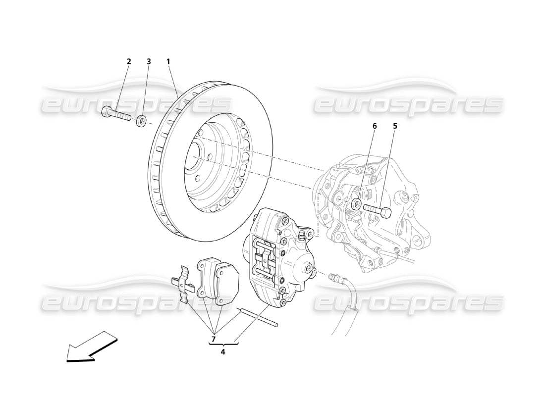 maserati qtp. (2003) 4.2 rear wheels braking parts parts diagram