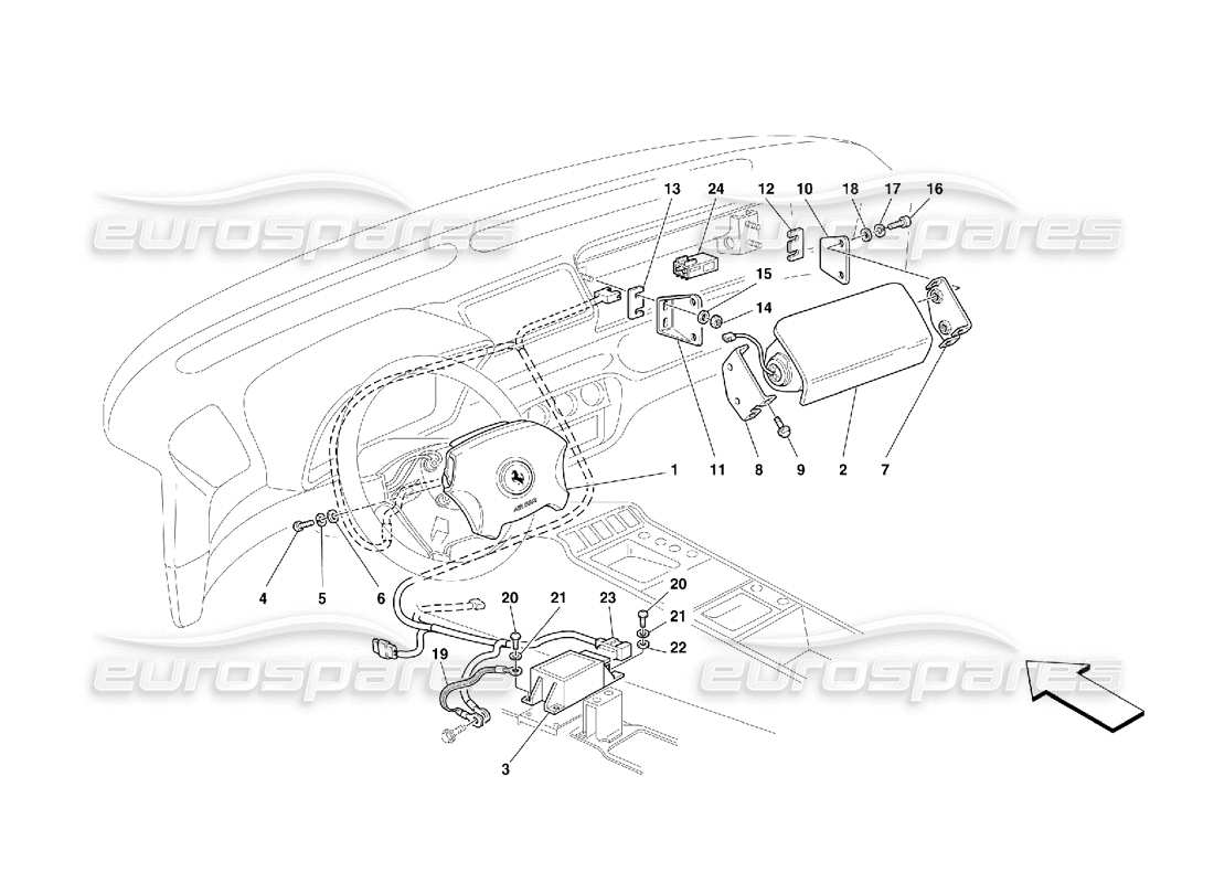 ferrari 355 (5.2 motronic) air-bags part diagram