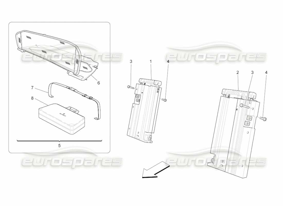 maserati grancabrio (2010) 4.7 electrical capote: roll bar and accessories parts diagram