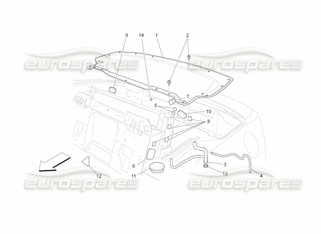 maserati grancabrio (2011) 4.7 electrical capote: top housing parts diagram