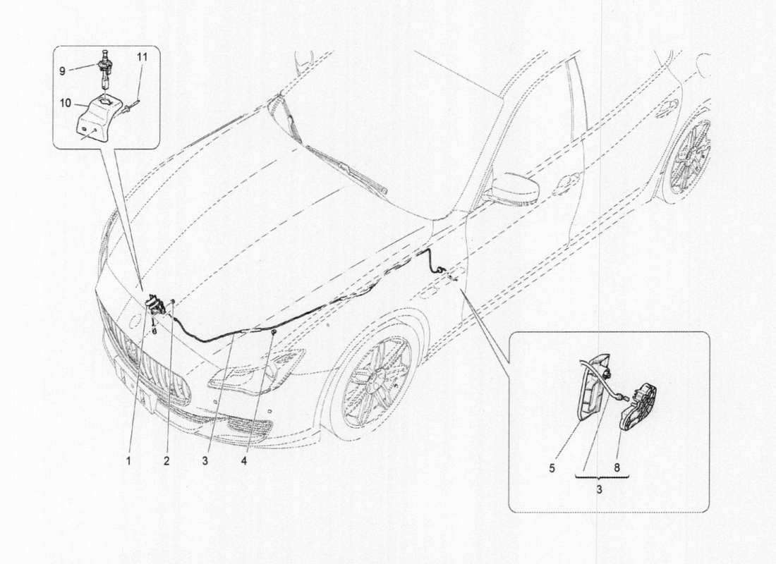 maserati qtp. v6 3.0 tds 275bhp 2017 front lid opening control part diagram