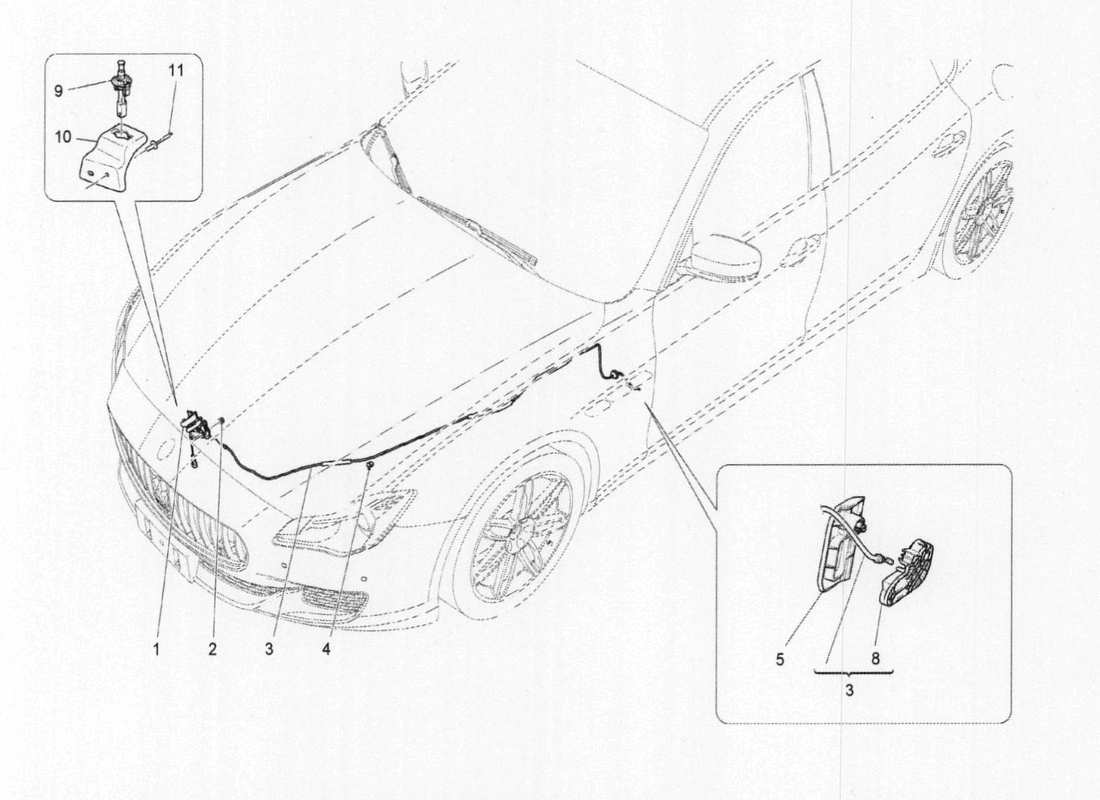 maserati qtp. v6 3.0 tds 275bhp 2017 front lid opening control part diagram