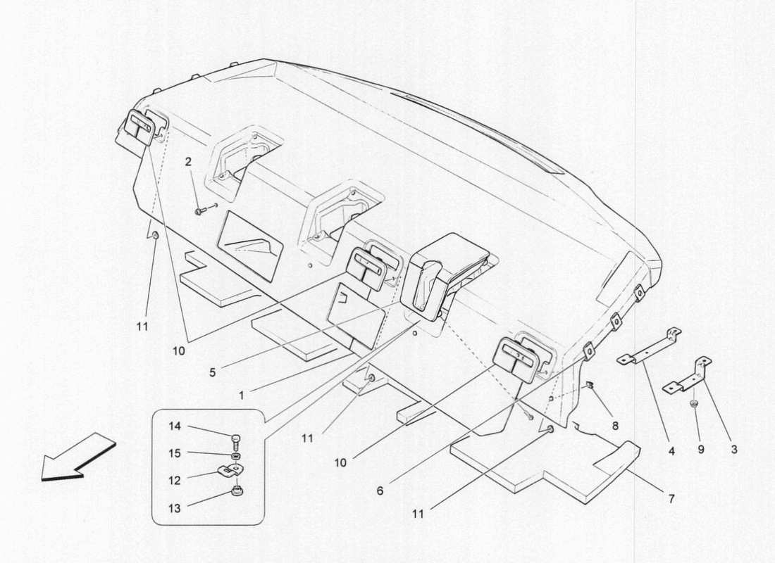 maserati qtp. v6 3.0 tds 275bhp 2017 rear parcel shelf parts diagram